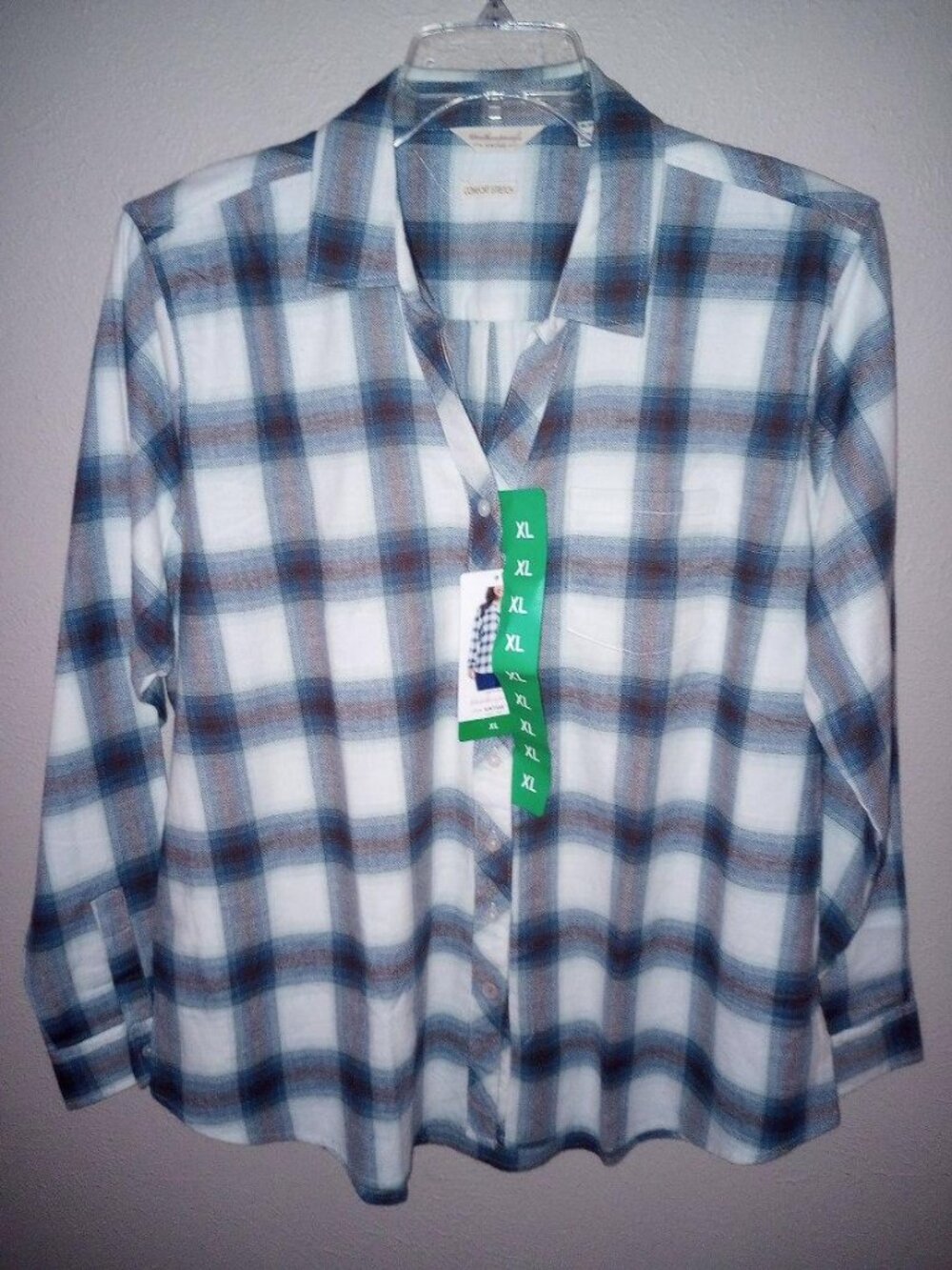 Original Weatherproof Vintage Women's Flannel Long Sleeve Shirt, Blue, Size XL - Picture 2 of 5